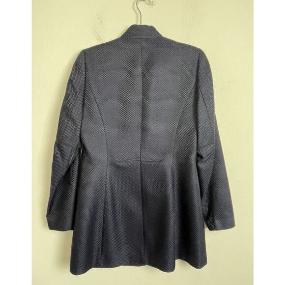 Reiss Blue Longline Blazer Coat Size M Minimalist Officewear Hook Closure - Picture 4 of 7